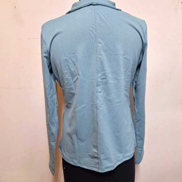 NEW! Shadow Sport Fitted Mock-Neck Zip Front Athletic Jacket, Light Blue - Picture 7 of 9